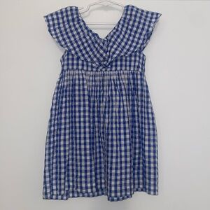 H&M Gingham Blue and White Dress 5T